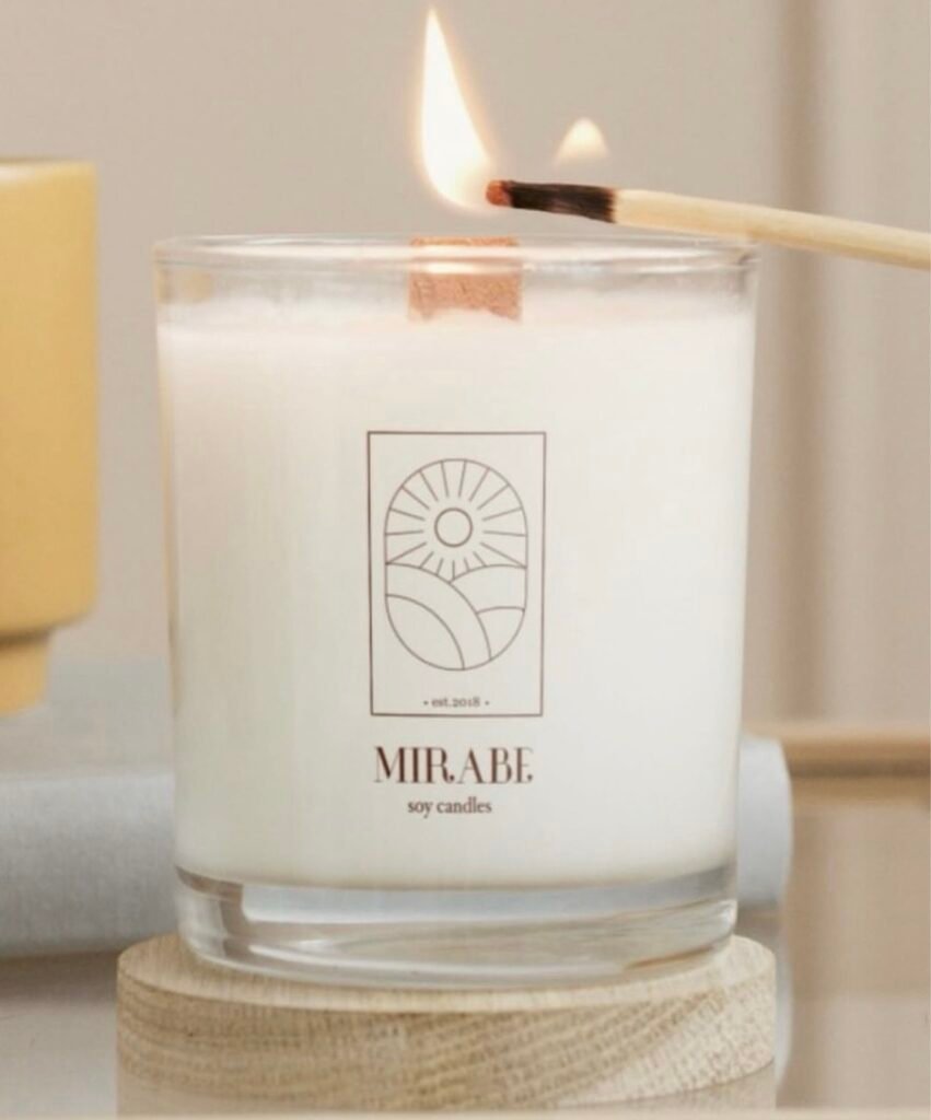 Дизайн логотипа и упаковки для бренда ароматических соевых свечей MIRABE