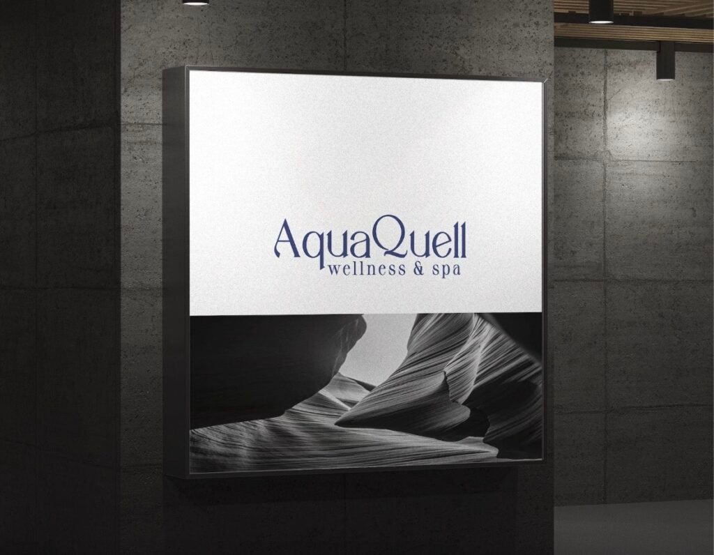 Фирменный логотип AquaQuell wellness & spa в современном минималистичном стиле